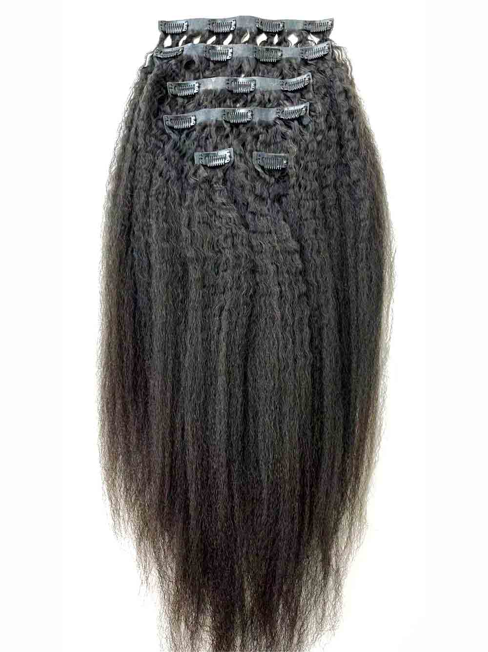 Burmese Hair Seamless Kinky straight Clip Ins